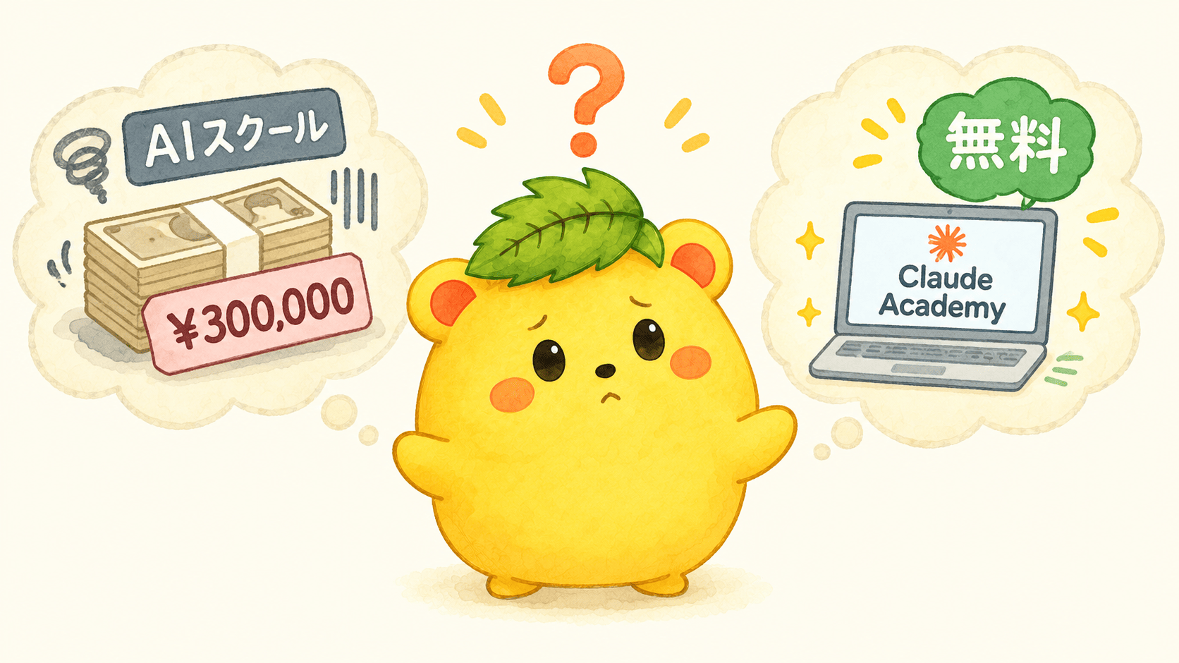 高額なAIスクールと公式のClaude Academyを見比べて悩むくりまろ